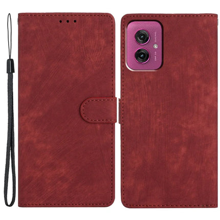 For Motorola Moto G55 5G Case with Card Clots Skin-Touch PU Leather Phone Cover Stand - Red