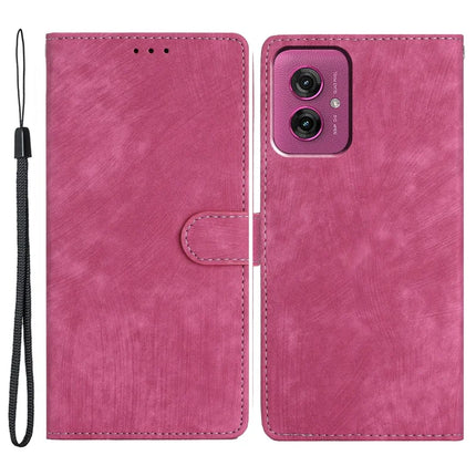 For Motorola Moto G55 5G Case with Card Clots Skin-Touch PU Leather Phone Cover Stand - Rose
