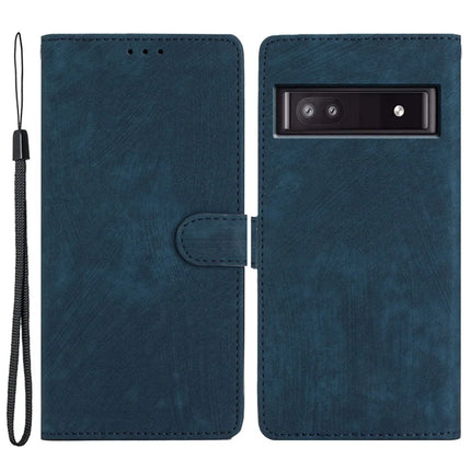 For Google Pixel 9a Case with Card Clots Skin-Touch PU Leather Phone Cover Stand - Blue