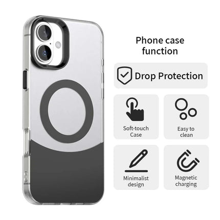 For iPhone 16 Case Compatible with MagSafe Color Splicing IMD TPU+PET+PC Mobile Cover