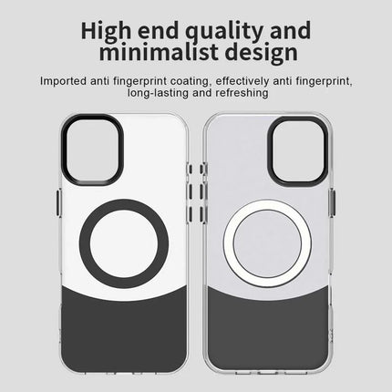 For iPhone 16 Case Compatible with MagSafe Color Splicing IMD TPU+PET+PC Mobile Cover