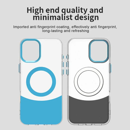 For iPhone 16 Case Compatible with MagSafe Color Splicing IMD TPU+PET+PC Mobile Cover