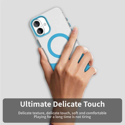 For iPhone 16 Plus Case Compatible with MagSafe Color Splicing IMD TPU+PET+PC Mobile Cover