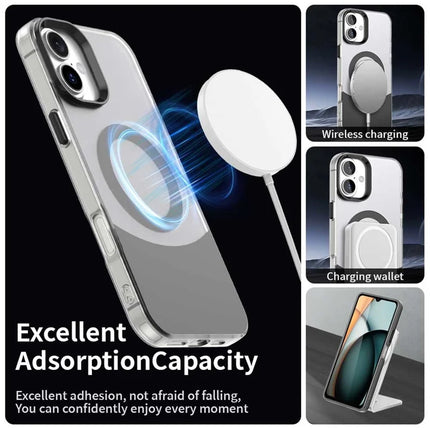 For iPhone 16 Plus Case Compatible with MagSafe Color Splicing IMD TPU+PET+PC Mobile Cover