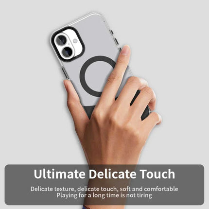For iPhone 16 Plus Case Compatible with MagSafe Color Splicing IMD TPU+PET+PC Mobile Cover