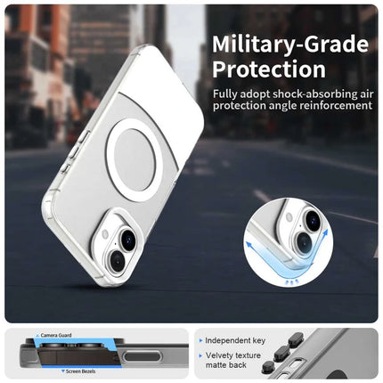 For iPhone 16 Plus Case Compatible with MagSafe Color Splicing IMD TPU+PET+PC Mobile Cover