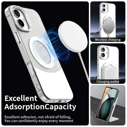 For iPhone 16 Plus Case Compatible with MagSafe Color Splicing IMD TPU+PET+PC Mobile Cover