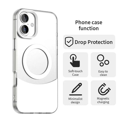 For iPhone 16 Plus Case Compatible with MagSafe Color Splicing IMD TPU+PET+PC Mobile Cover