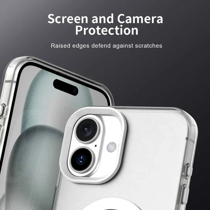 For iPhone 16 Plus Case Compatible with MagSafe Color Splicing IMD TPU+PET+PC Mobile Cover