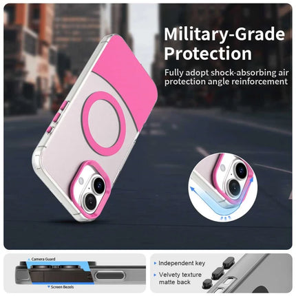 For iPhone 16 Plus Case Compatible with MagSafe Color Splicing IMD TPU+PET+PC Mobile Cover