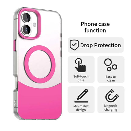 For iPhone 16 Plus Case Compatible with MagSafe Color Splicing IMD TPU+PET+PC Mobile Cover