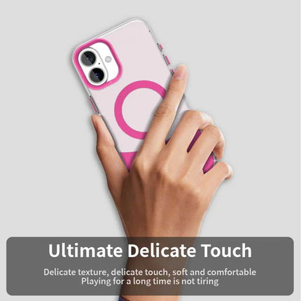 For iPhone 16 Plus Case Compatible with MagSafe Color Splicing IMD TPU+PET+PC Mobile Cover