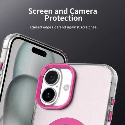 For iPhone 16 Plus Case Compatible with MagSafe Color Splicing IMD TPU+PET+PC Mobile Cover