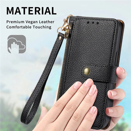 RFID Blocking Case For Honor X7c 4G / 200 Smart 5G / Play 60 Plus 5G Zipper Pocket Leather Wallet Phone Cover