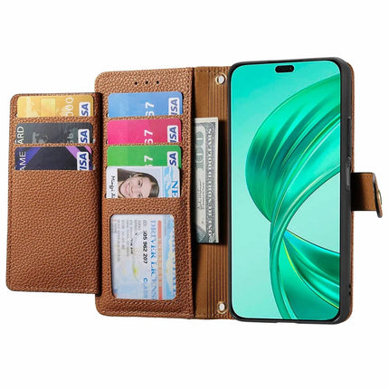 RFID Blocking Case For Honor X7c 4G / 200 Smart 5G / Play 60 Plus 5G Zipper Pocket Leather Wallet Phone Cover