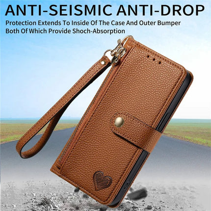 RFID Blocking Case For Honor X7c 4G / 200 Smart 5G / Play 60 Plus 5G Zipper Pocket Leather Wallet Phone Cover