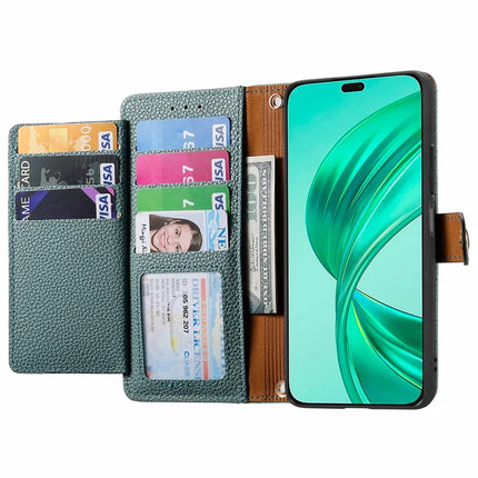 RFID Blocking Case For Honor X7c 4G / 200 Smart 5G / Play 60 Plus 5G Zipper Pocket Leather Wallet Phone Cover