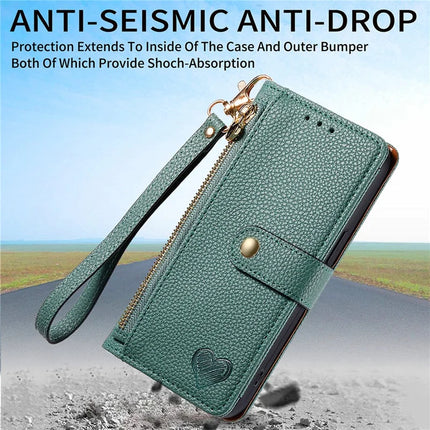 RFID Blocking Case For Honor X7c 4G / 200 Smart 5G / Play 60 Plus 5G Zipper Pocket Leather Wallet Phone Cover