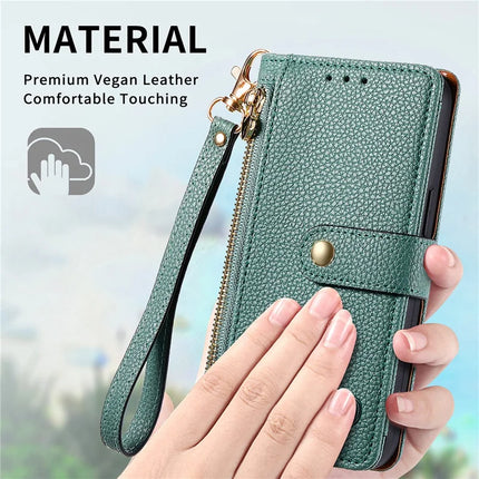 RFID Blocking Case For Honor X7c 4G / 200 Smart 5G / Play 60 Plus 5G Zipper Pocket Leather Wallet Phone Cover