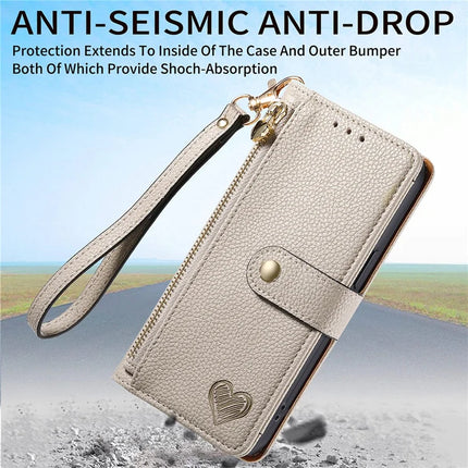 RFID Blocking Case For Honor X7c 4G / 200 Smart 5G / Play 60 Plus 5G Zipper Pocket Leather Wallet Phone Cover