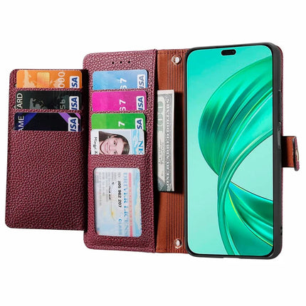 RFID Blocking Case For Honor X7c 4G / 200 Smart 5G / Play 60 Plus 5G Zipper Pocket Leather Wallet Phone Cover