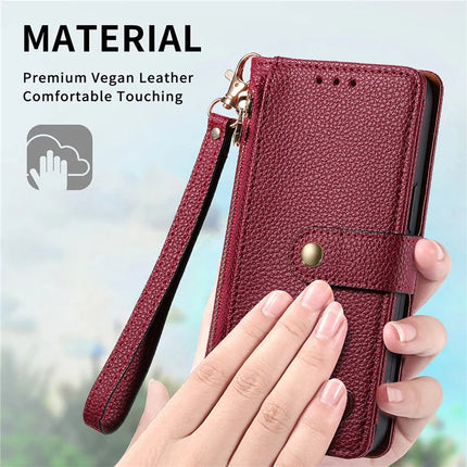 RFID Blocking Case For Honor X7c 4G / 200 Smart 5G / Play 60 Plus 5G Zipper Pocket Leather Wallet Phone Cover