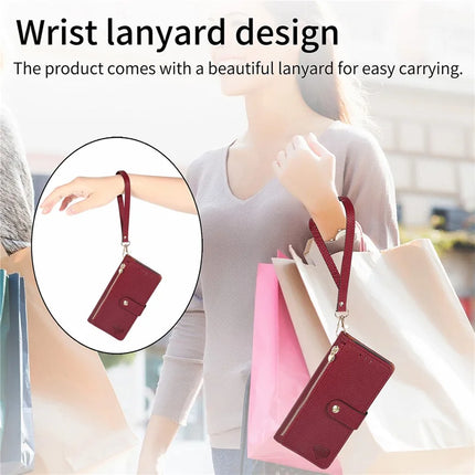 RFID Blocking Case For Honor X7c 4G / 200 Smart 5G / Play 60 Plus 5G Zipper Pocket Leather Wallet Phone Cover