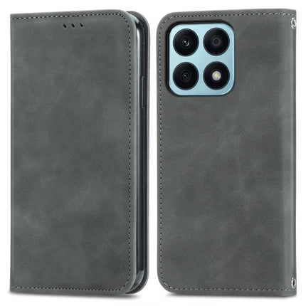 For Honor 200 Smart 5G / X7c 4G / Play 60 Plus 5G Case Skin Touch Feeling Leather Card Holder Phone Cover Magnetic Absorption - Grey