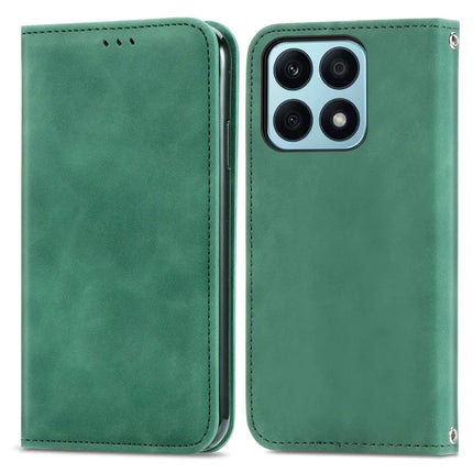 For Honor 200 Smart 5G / X7c 4G / Play 60 Plus 5G Case Skin Touch Feeling Leather Card Holder Phone Cover Magnetic Absorption - Green