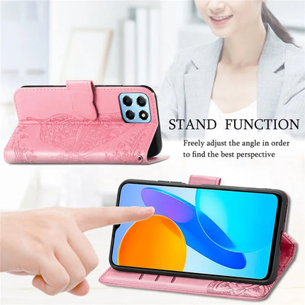 Case For Honor X7c 4G / 200 Smart 5G / Play 60 Plus 5G PU Leather Wallet Phone Cover Butterfly Pattern