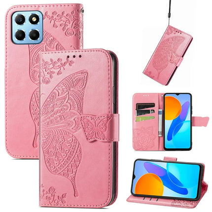 Case For Honor X7c 4G / 200 Smart 5G / Play 60 Plus 5G PU Leather Wallet Phone Cover Butterfly Pattern