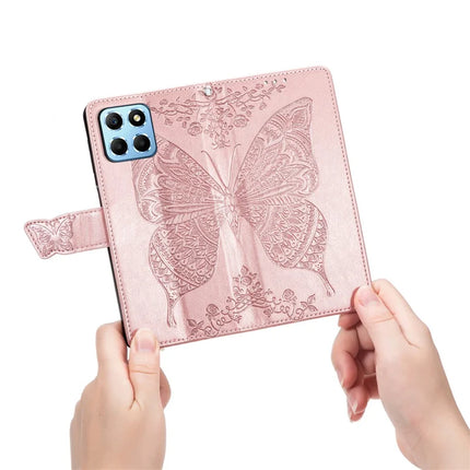 Case For Honor X7c 4G / 200 Smart 5G / Play 60 Plus 5G PU Leather Wallet Phone Cover Butterfly Pattern
