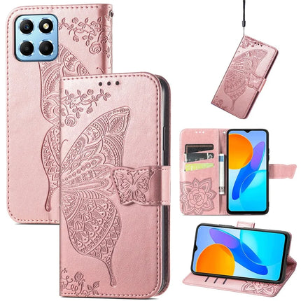 Case For Honor X7c 4G / 200 Smart 5G / Play 60 Plus 5G PU Leather Wallet Phone Cover Butterfly Pattern