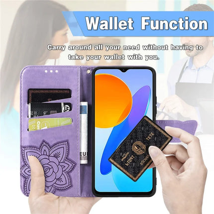 Case For Honor X7c 4G / 200 Smart 5G / Play 60 Plus 5G PU Leather Wallet Phone Cover Butterfly Pattern