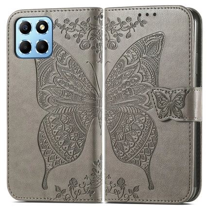 Case For Honor X7c 4G / 200 Smart 5G / Play 60 Plus 5G PU Leather Wallet Phone Cover Butterfly Pattern - Grey
