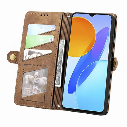 Case For Honor X7c 4G / 200 Smart 5G / Play 60 Plus 5G Zipper Wallet Geometry Lines Leather Phone Cover