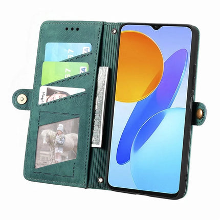 Case For Honor X7c 4G / 200 Smart 5G / Play 60 Plus 5G Zipper Wallet Geometry Lines Leather Phone Cover