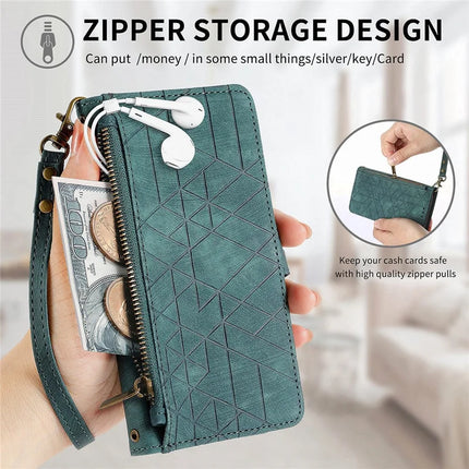 Case For Honor X7c 4G / 200 Smart 5G / Play 60 Plus 5G Zipper Wallet Geometry Lines Leather Phone Cover