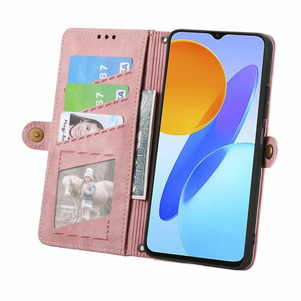 Case For Honor X7c 4G / 200 Smart 5G / Play 60 Plus 5G Zipper Wallet Geometry Lines Leather Phone Cover