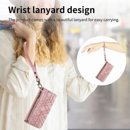 Case For Honor X7c 4G / 200 Smart 5G / Play 60 Plus 5G Zipper Wallet Geometry Lines Leather Phone Cover