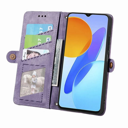 Case For Honor X7c 4G / 200 Smart 5G / Play 60 Plus 5G Zipper Wallet Geometry Lines Leather Phone Cover