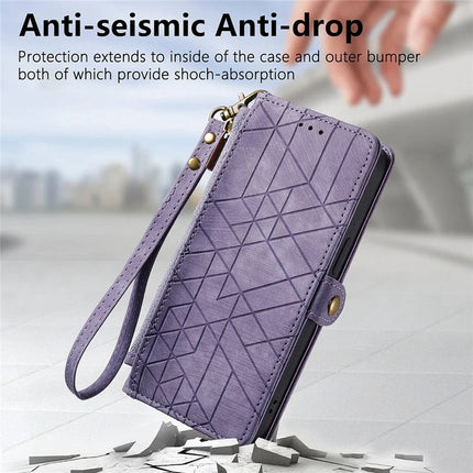 Case For Honor X7c 4G / 200 Smart 5G / Play 60 Plus 5G Zipper Wallet Geometry Lines Leather Phone Cover