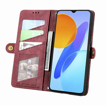 Case For Honor X7c 4G / 200 Smart 5G / Play 60 Plus 5G Zipper Wallet Geometry Lines Leather Phone Cover