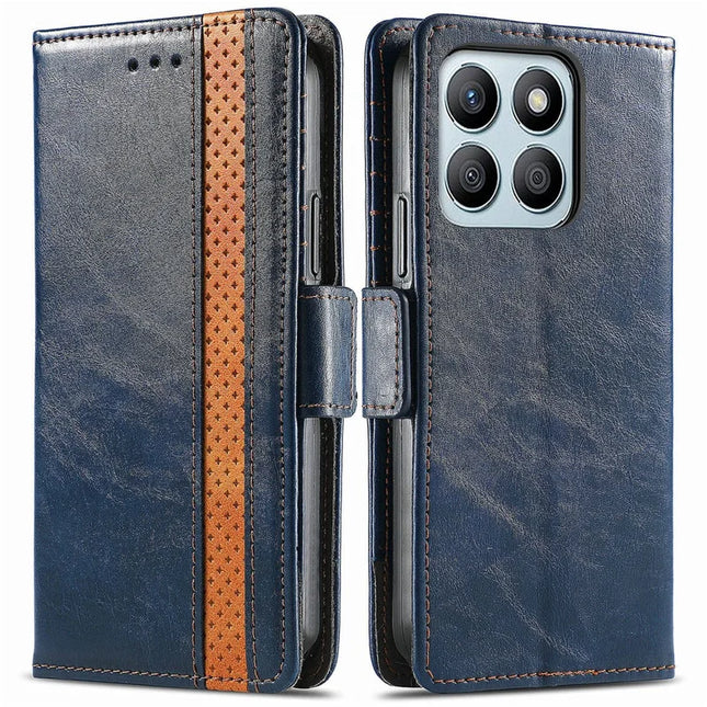 CASENEO 002 Series Case For Honor X7c 4G / 200 Smart 5G / Play 60 Plus 5G Stand Wallet Splicing PU Leather Cover - Blue