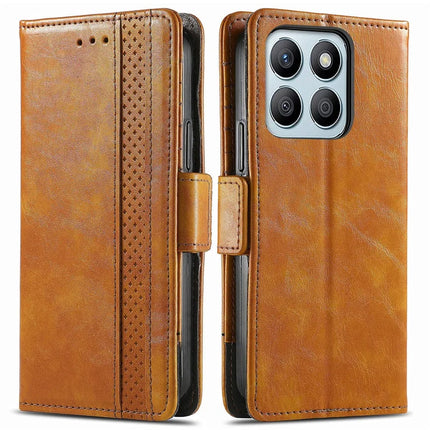 CASENEO 002 Series Case For Honor X7c 4G / 200 Smart 5G / Play 60 Plus 5G Stand Wallet Splicing PU Leather Cover - Light Brown