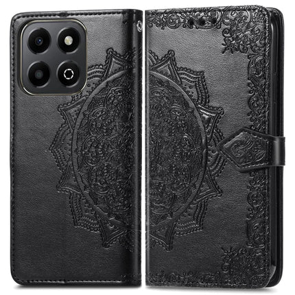 Wallet Case For Honor X7c 4G / 200 Smart 5G / Play 60 Plus 5G Mandala Flower Leather Phone Cover Stand View - Black