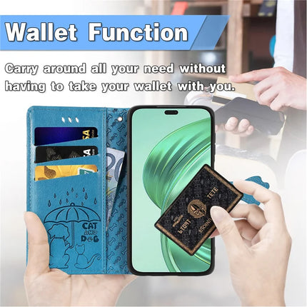 Leather Case For Honor X7c 4G / 200 Smart 5G / Play 60 Plus 5G Wallet Flip Phone Cover Cute Cat Dog Pattern