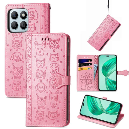 Leather Case For Honor X7c 4G / 200 Smart 5G / Play 60 Plus 5G Wallet Flip Phone Cover Cute Cat Dog Pattern