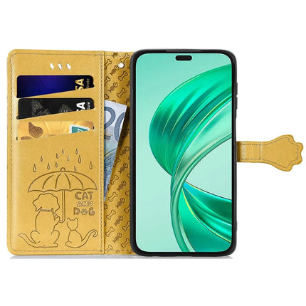 Leather Case For Honor X7c 4G / 200 Smart 5G / Play 60 Plus 5G Wallet Flip Phone Cover Cute Cat Dog Pattern
