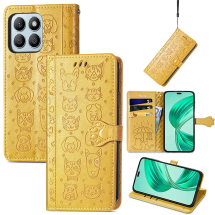 Leather Case For Honor X7c 4G / 200 Smart 5G / Play 60 Plus 5G Wallet Flip Phone Cover Cute Cat Dog Pattern